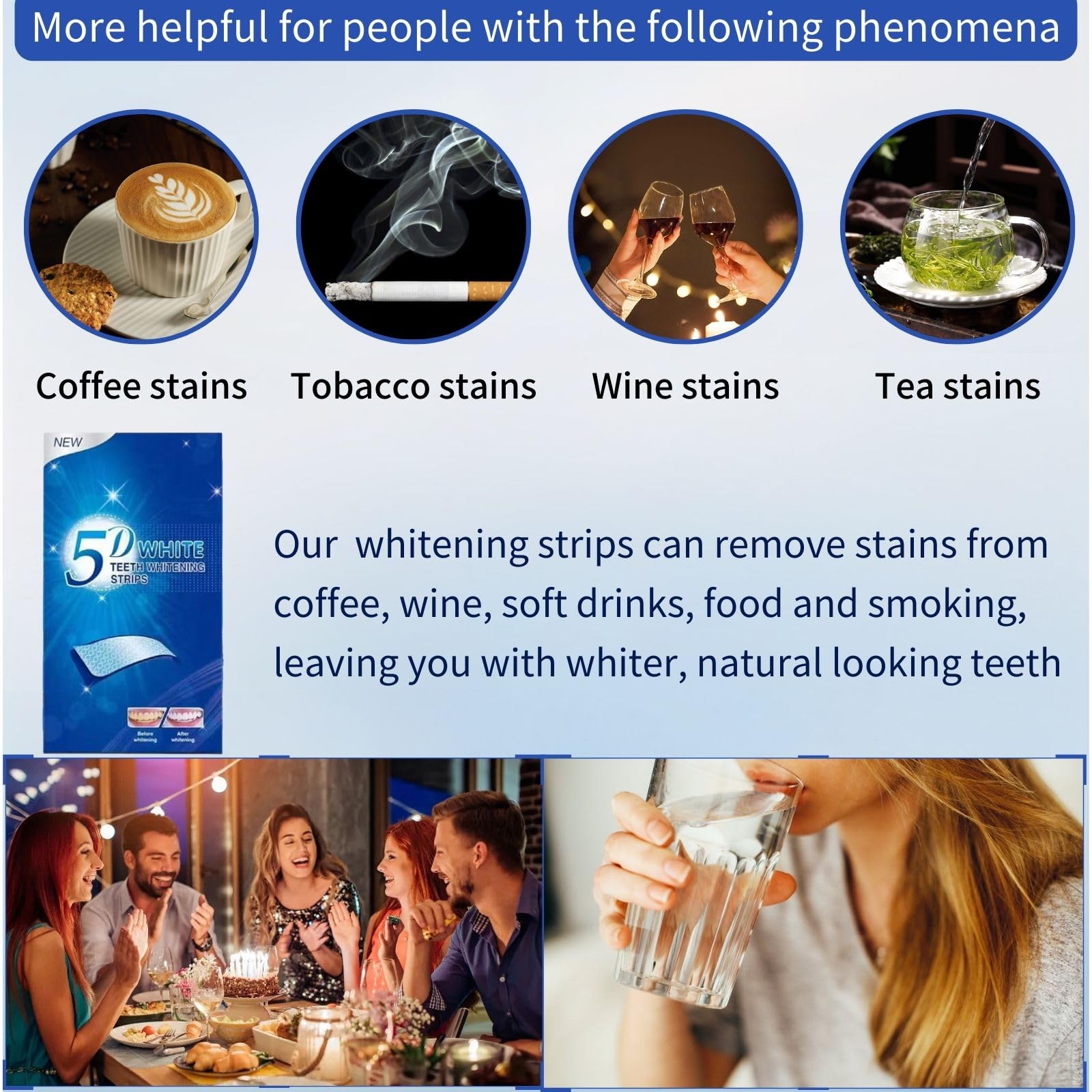 Teeth Whitening Strips, Whitening Strips, Tooth Whitening Kits, Safe for Enamel Whitening Strips Home Use, Non-Sensitive Teeth Whitening Strips for Removing Stain, Teeth Whitener 14 Packs 28 Pcs