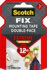 Scotch-Fix Extreme Interior Mounting Tape PGS05-1918-P, 19mmx1,8m, 1 roll/pack (Packaging May Vary), Grey