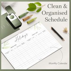 Wall Calendar 2023-2024 Calendar Month to View - Greenery - Family Calendar 2023-2024 Wall Calendar for Easy & Efficient Planning - Calendar 2024 UK Family Planner from Milula Studios