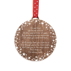 Memorial bauble ornament   in memory remembrance of a loved one Christmas tree decoration   xmas trees rustic wooden decorations   for mum dad son daughter baby pet