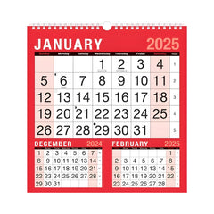 ZYBUX - 2025 Calendar,Planners & Personal Organisers, Wall Planners,Holidays and Notable Dates,Wall Planner Spiral Bound for Home Business Office School. (3 MONTHS TO VIEW PLANNER)