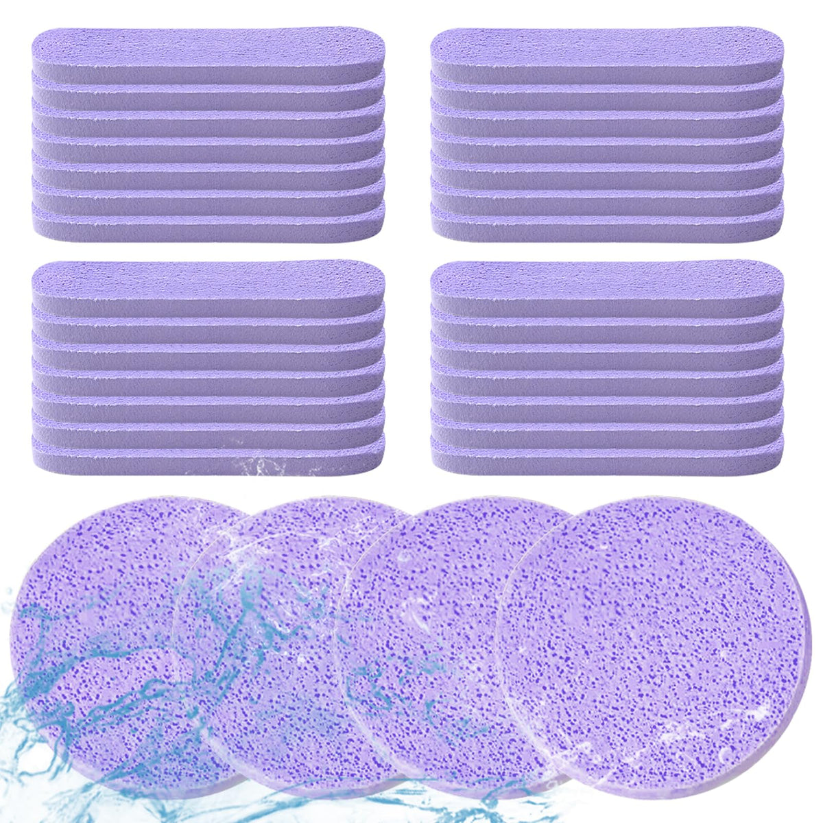 48 Pcs Facial Sponges, Compressed Face Cleansing Sponge Cellulose Face Sponge for Men Women Massage Makeup Removal(Purple)