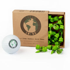 Green Swing Bamboo Golf Tees 25mm   Strong Sustainable Biodegradable   30pcs   Green Castle Tees