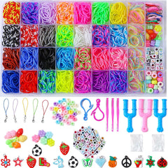 JcoGel 2500and Rubber Bands,Loom Band Kit, DIY Rubber Bands Set for Bracelet, 15 Charms, 80 and Beads, 3 Crochet Hooks, 96 S Clips, Gift for Boys Girls