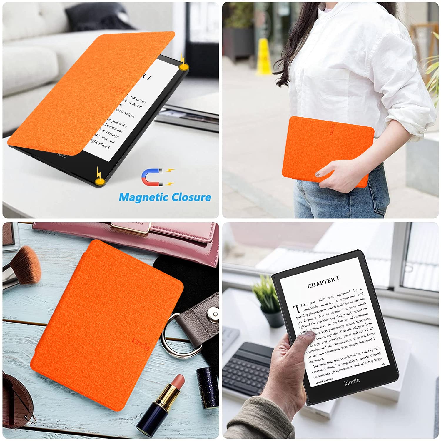 CIAOYE Case for 6.8 inches Kindle Paperwhite (11th Generation-2021) and Kindle Paperwhite Signature Edition, Light Shell Cover with Auto Wake/Sleep for Kindle Paperwhite 2021 E-Reader, Orange