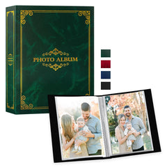 Lanpn Small Photo Album 6x4 2 Packs, Each Pack holds 50 Pictures, Traditional Classic Slip in Pockets Mini Top Loading Photo Book for Portrait Only 10x15cm Picture Green