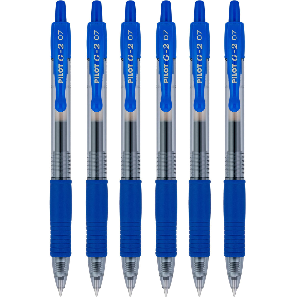 PILOT Pen 2605 G2 07 Gel Ink Pen 0.7 mm Tip 0.38 mm Line Width 0.38 mm Refillable BL-G2-7 Blue (Pack of 6)