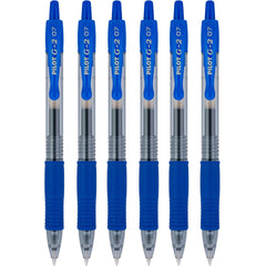 PILOT Pen 2605 G2 07 Gel Ink Pen 0.7 mm Tip 0.38 mm Line Width 0.38 mm Refillable BL-G2-7 Blue (Pack of 6)