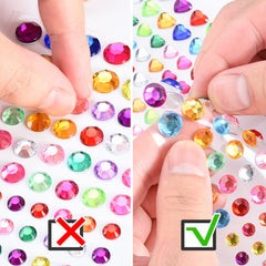 Gem Stickers, 1405Pcs Rhinestone Stickers Stick on Gems for Crafts Self Adhesive Jewels with Multicolor and Assorted Size