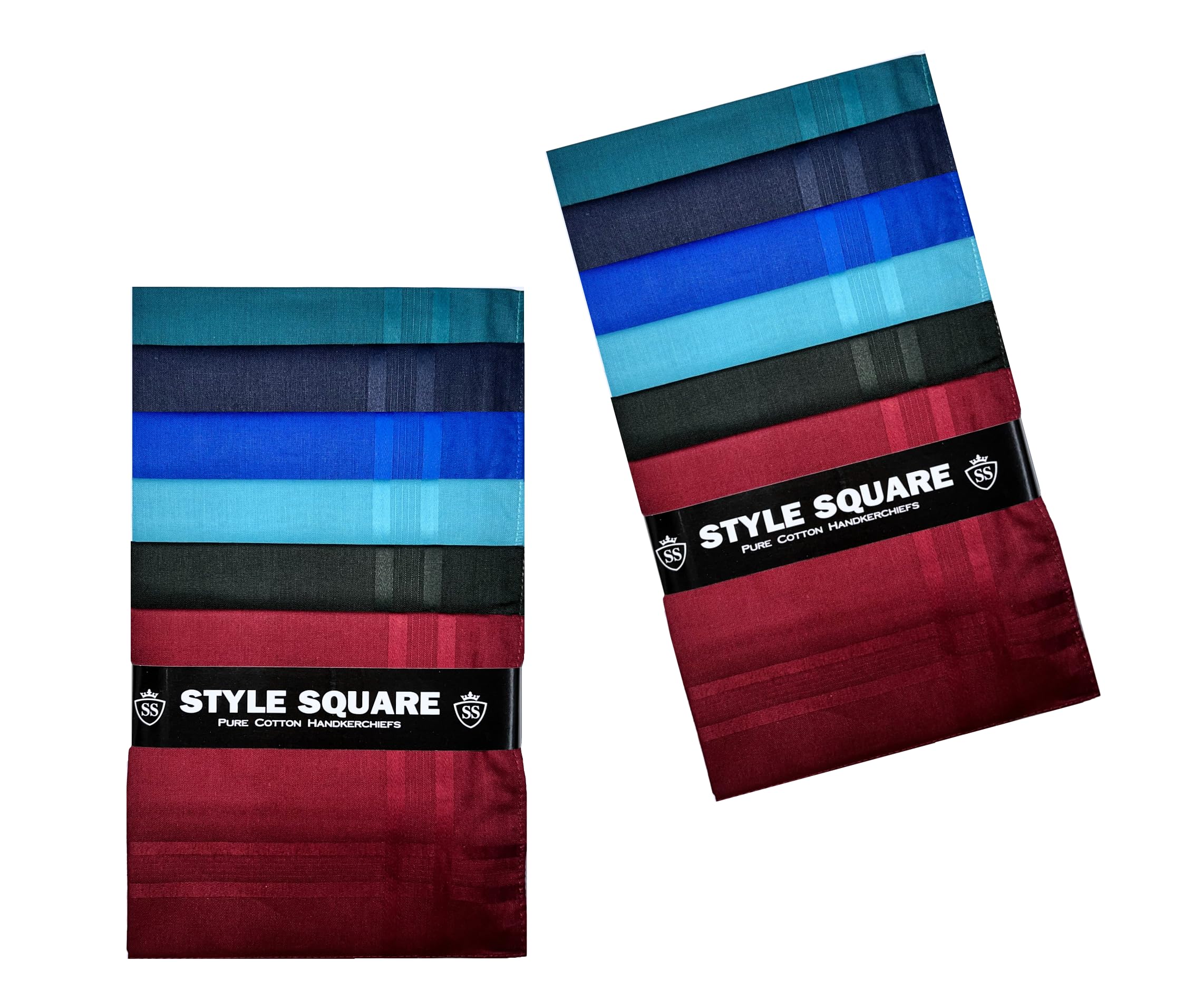 Style Square Men's Handkerchiefs, 100% Pure Soft Cotton Handkerchief, Pattern Coloured Pocket Square Hankies, Great Gift, 43 x 43 cm (Assorted Set of 6 - AS-80297)