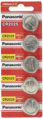 Panasonic CR2025 3 Volt Lithium Coin Battery (5 Batteries) by Panasonic