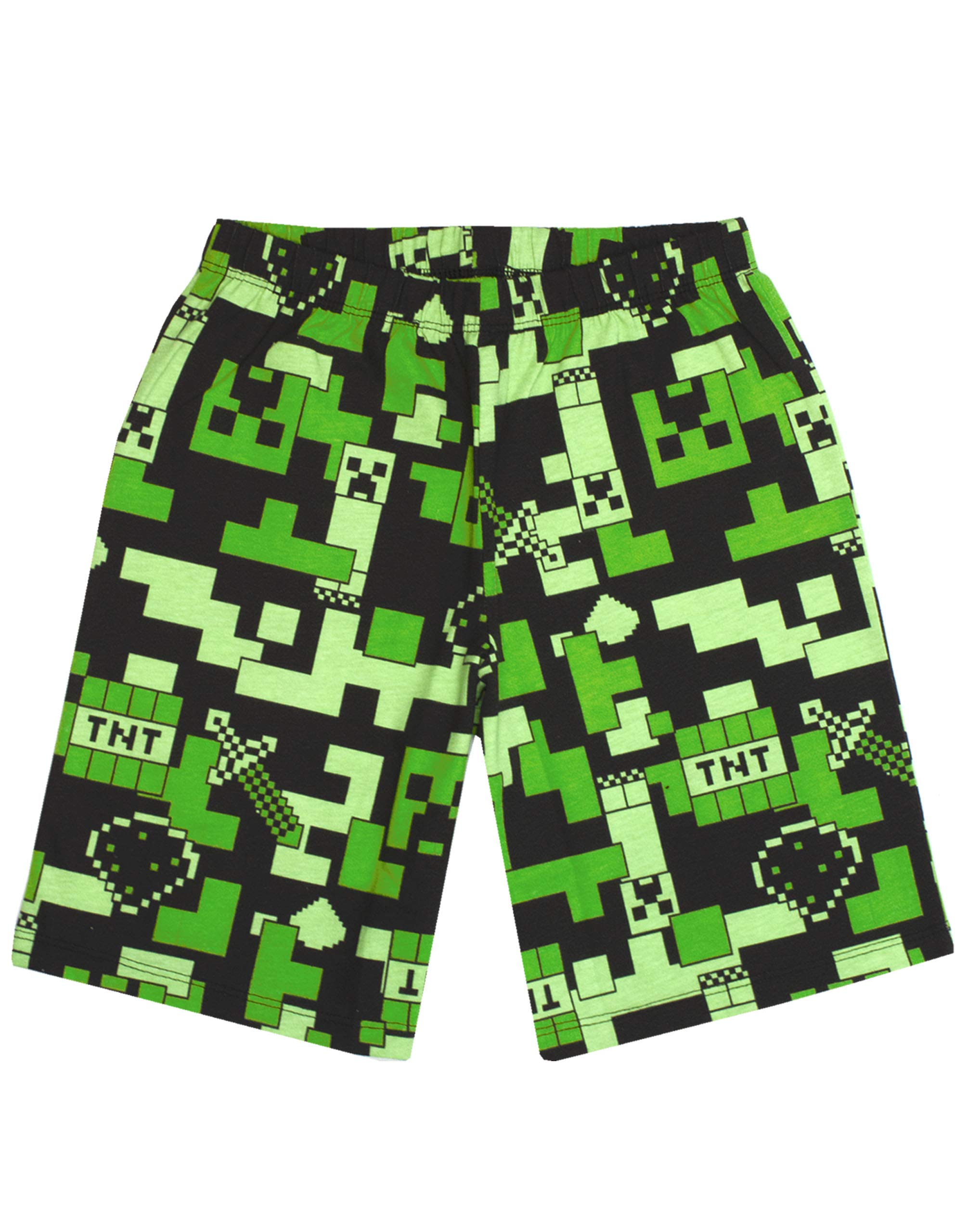 Minecraft Pyjamas for Boys   Kids Long Or Short Bottoms Options & Gamer T-Shirt   Childrens Creeper PJ Set Merchandise Gifts 7-8 Years