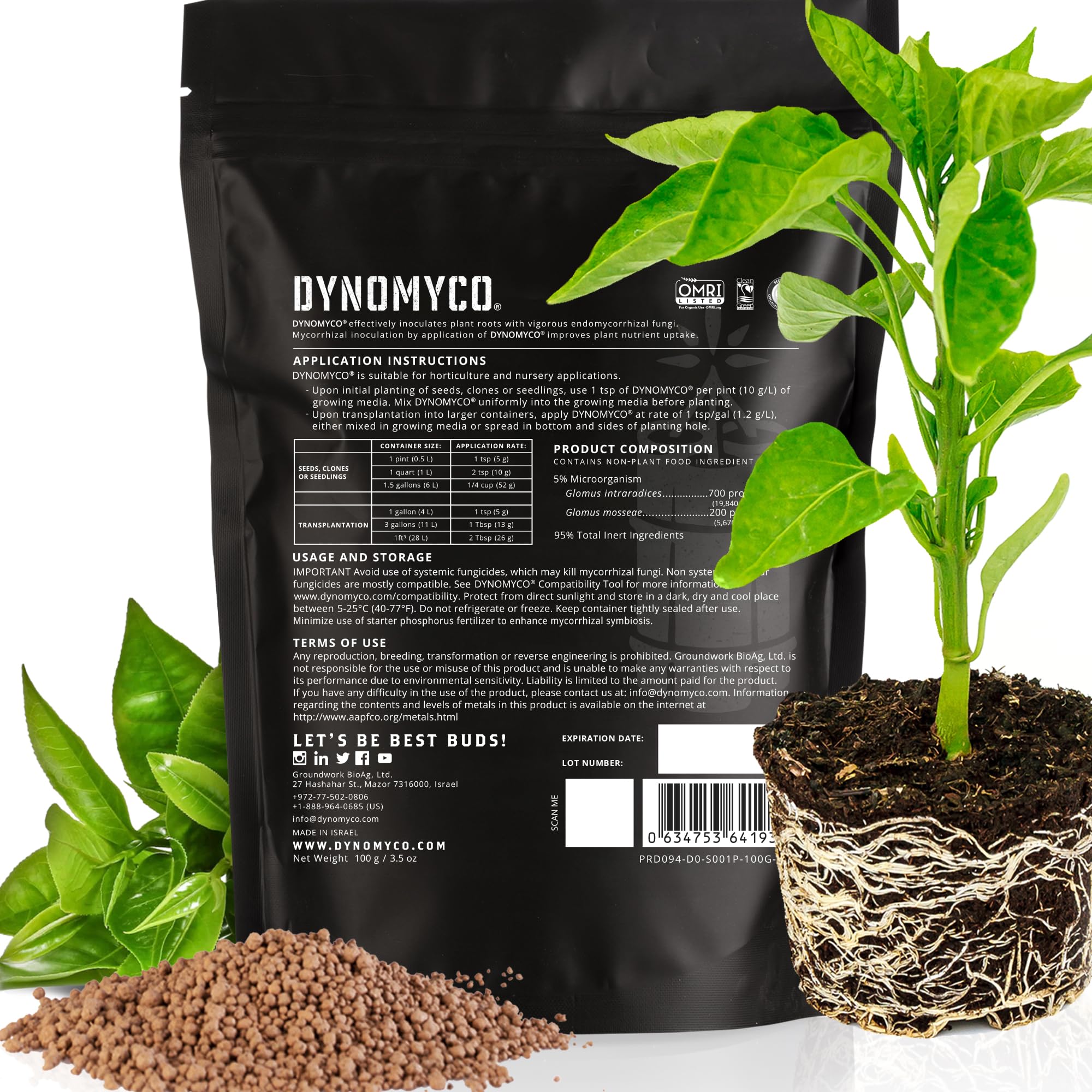 Mycorrhizal Inoculant by DYNOMYCO – High Performing Strains – Concentrated Formula – Improves Nutrient Uptake – Increases Plant Yields Enhances Resilience to Stress Saves Fertilizer (100 g / 3.5 oz)