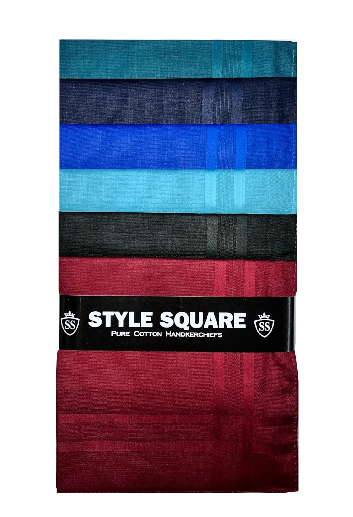 Style Square Men's Handkerchiefs, 100% Pure Soft Cotton Handkerchief, Pattern Coloured Pocket Square Hankies, Great Gift, 43 x 43 cm (Assorted Set of 6 - AS-80297)