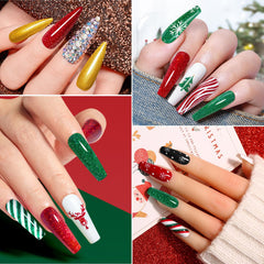 Yueshop Christmas Nail Art Gel Liner Polishes Set, 4x 8ml White Gold Red Green Colors Painting Soak Off Collection Drawing UV Gel Nail liner Thin Nail Art Brush Pen Tool for Girls Women's DIY Nail Art