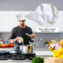 XNIVUIS 4pcs Chef Hat Catering Hats Adjustable Elastic Kitchen Cooking Cap Cook Hat Dustproof Catering Work Hat for Home Cooking Canteen Restaurant White for Men Women (Cotton, white)