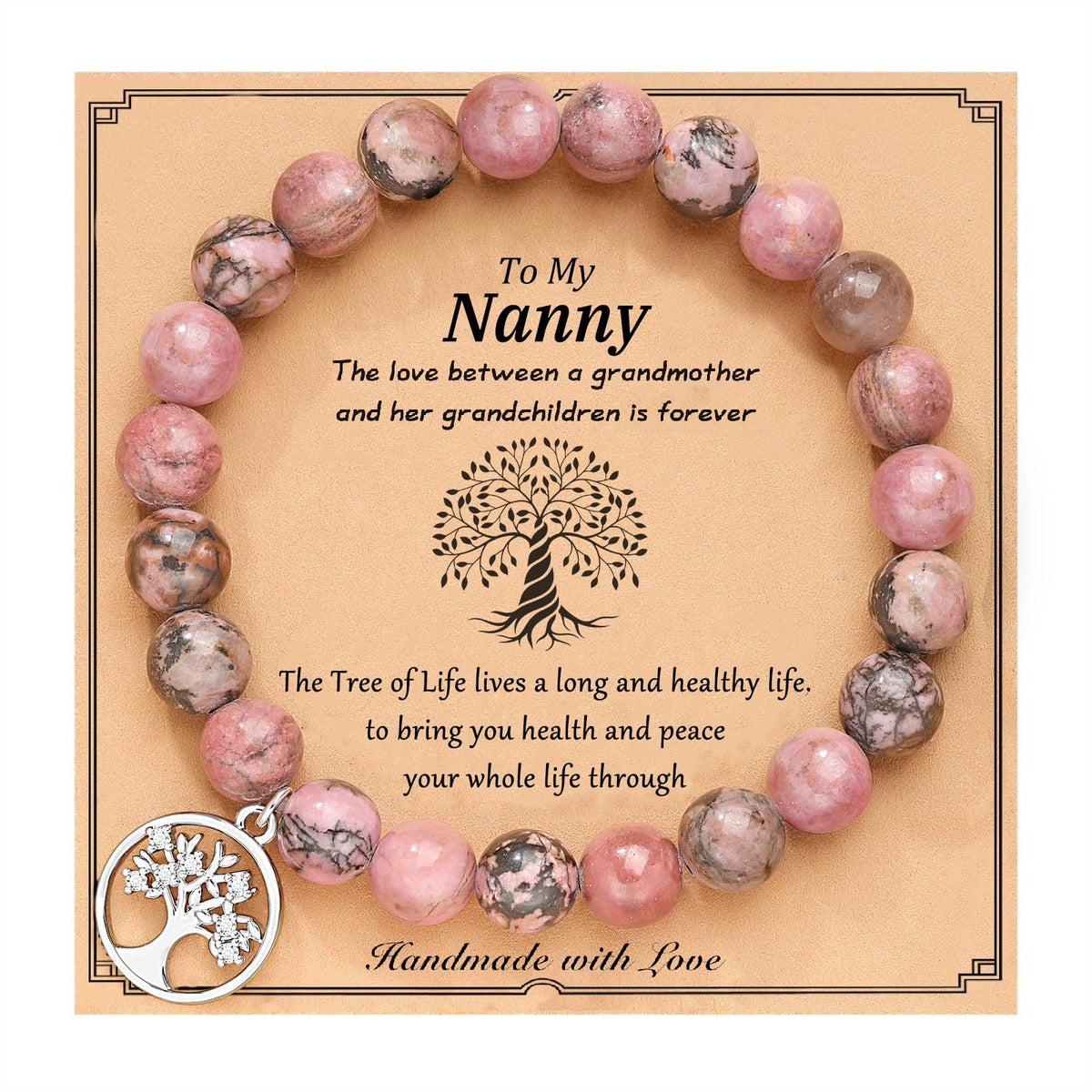 Aunis Nanny Mothers Day Gifts Nanny Gifts From Grandchildren Tree of Life Natural Stone Bracelet Thank You Gifts Birthday Christmas Thanksgiving