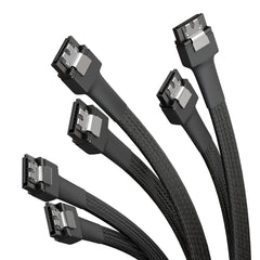 KabelDirekt – 3x SATA 3 cables 6Gb/s – 30cm, straight connector (data cable, 6Gbit/s, SATA III/Serial ATA, L connector, set of 3 cables, connects hard drives/SSDs/hard disks to the motherboard, black)