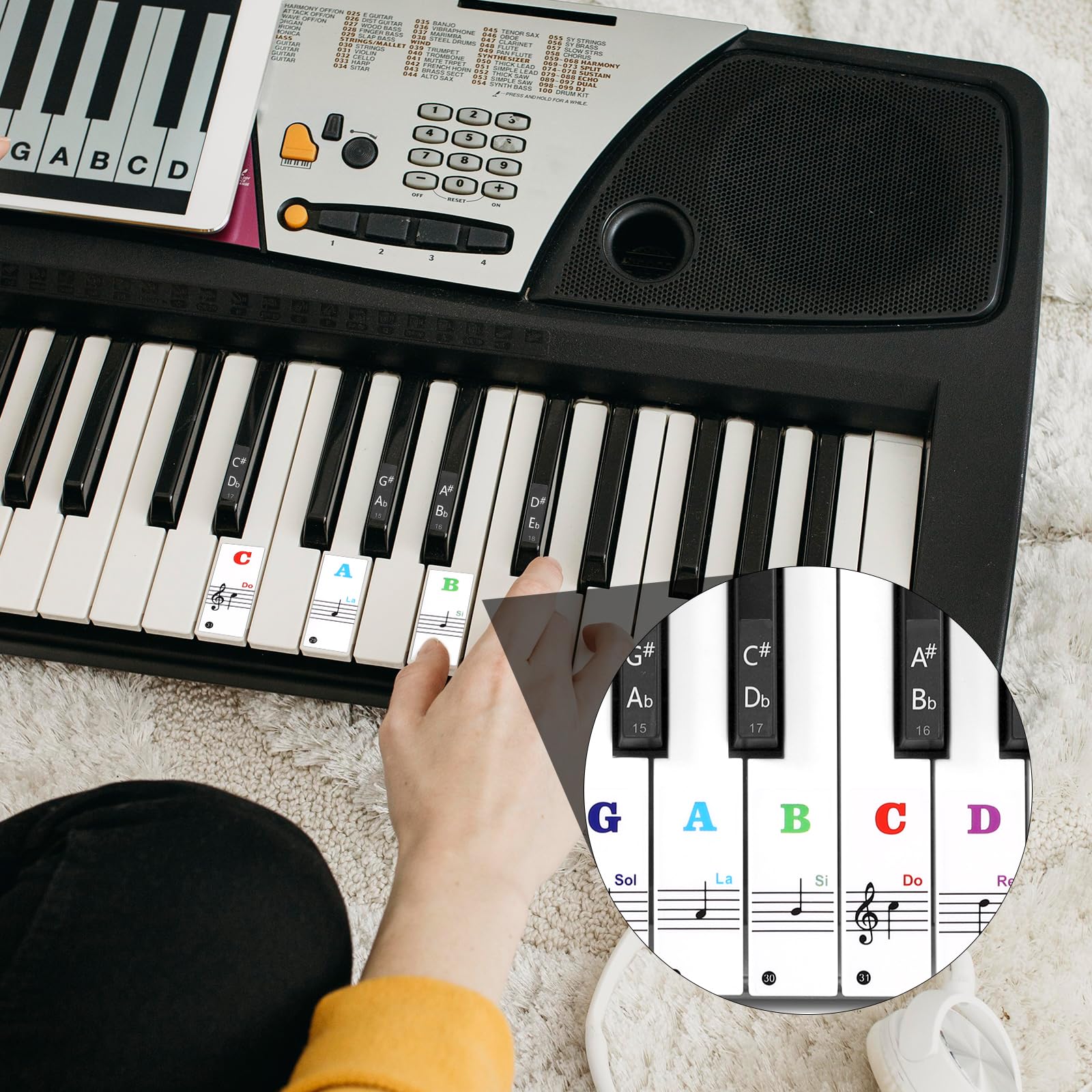 2 Sets Piano Keyboard Stickers for 88/61/54/49/37 Key Piano Transparent Electronic Keyboard Note Labels Piano Key Note Stickers Removable Keyboard Letters Stickers for Beginner