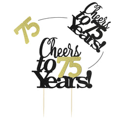 Sumerk Cheers to 75 Years Cake Topper 75th Birthday Cake Toppers Wedding Anniversary Party Decorations Supplies - 1 Pack