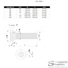 M8 (8mm x 8mm) Hex Socket Button Machine Screw (Bolt) - Stainless Steel (A2) (Pack of 20)