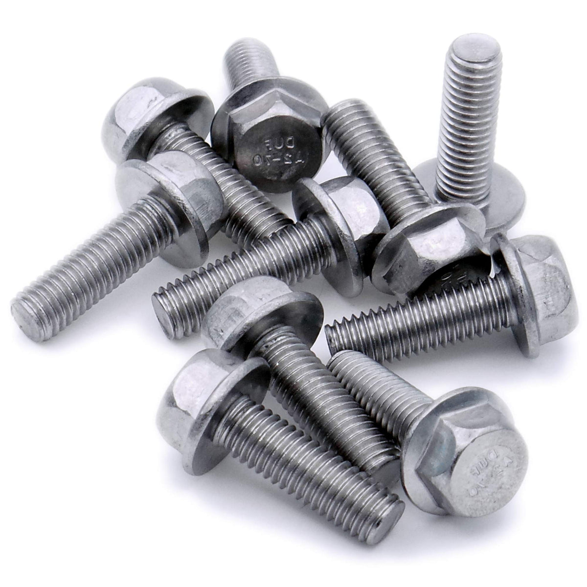 M6 (6mm x 10mm) Flanged Hex Bolt (Fully Threaded Setscrew) - Stainless Steel (A2) (Pack of 10)