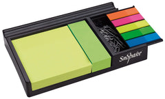 Snopake Desk Memo Set with Neon Sticky Notes and Index Highlighters Black Tray/Assorted Colours 15848, 76 mm x 76 mm