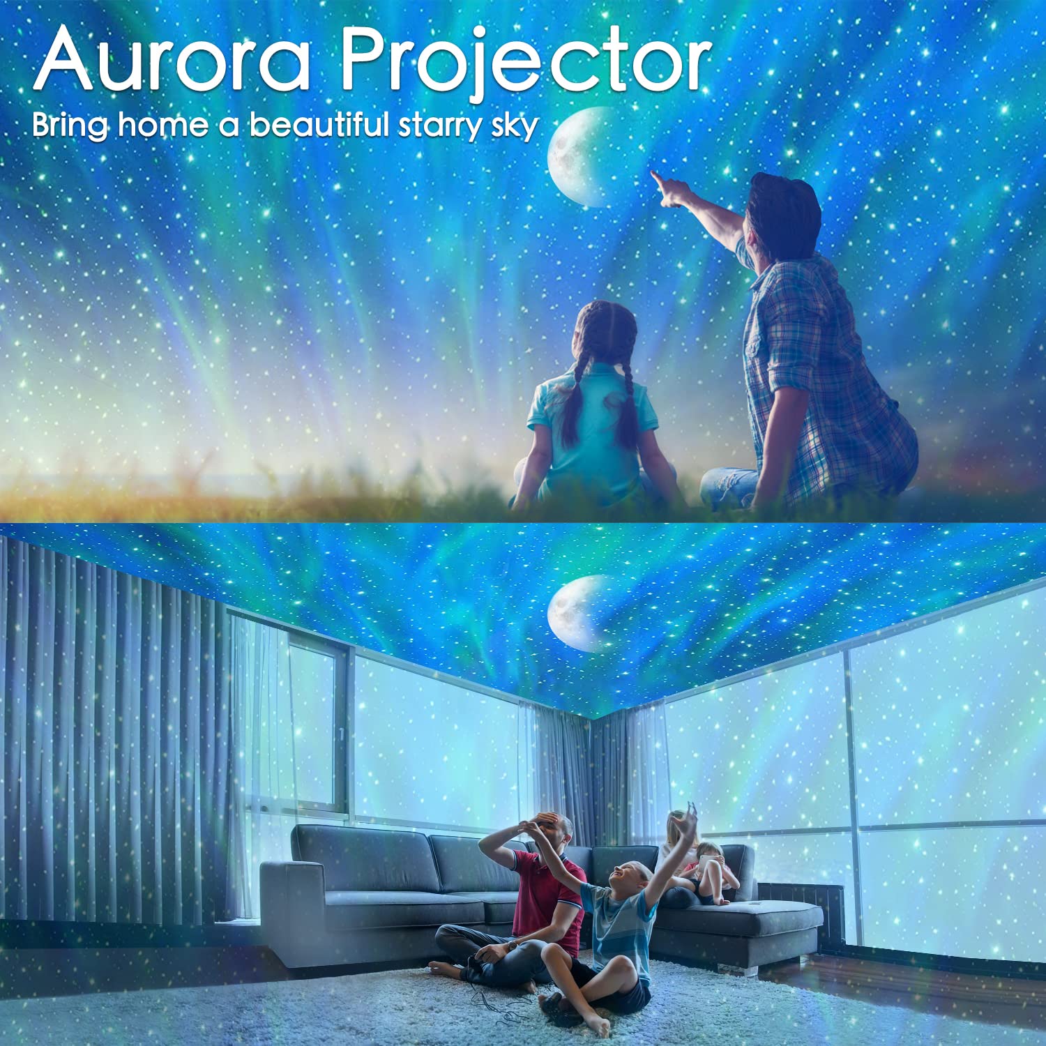 ibell Galaxy Projector Northern Lights Aurora Projector, 14 Colors Star Projector Sensory Lights Night Light Projector for Bedroom, Moon Galaxy Light Projector with White Noise & Timer for Kids Gift