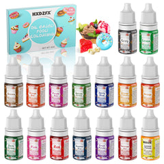 Oil Based Food Colouring - 16 Colours Concentrated Oil Based Food Coloring Set, Food Dye For Cream Cakes, Baked Cake Decoration, Chocolate, Candy, Ice Cream, Doughnuts, Biscuits - (Per Bottle 6ml)