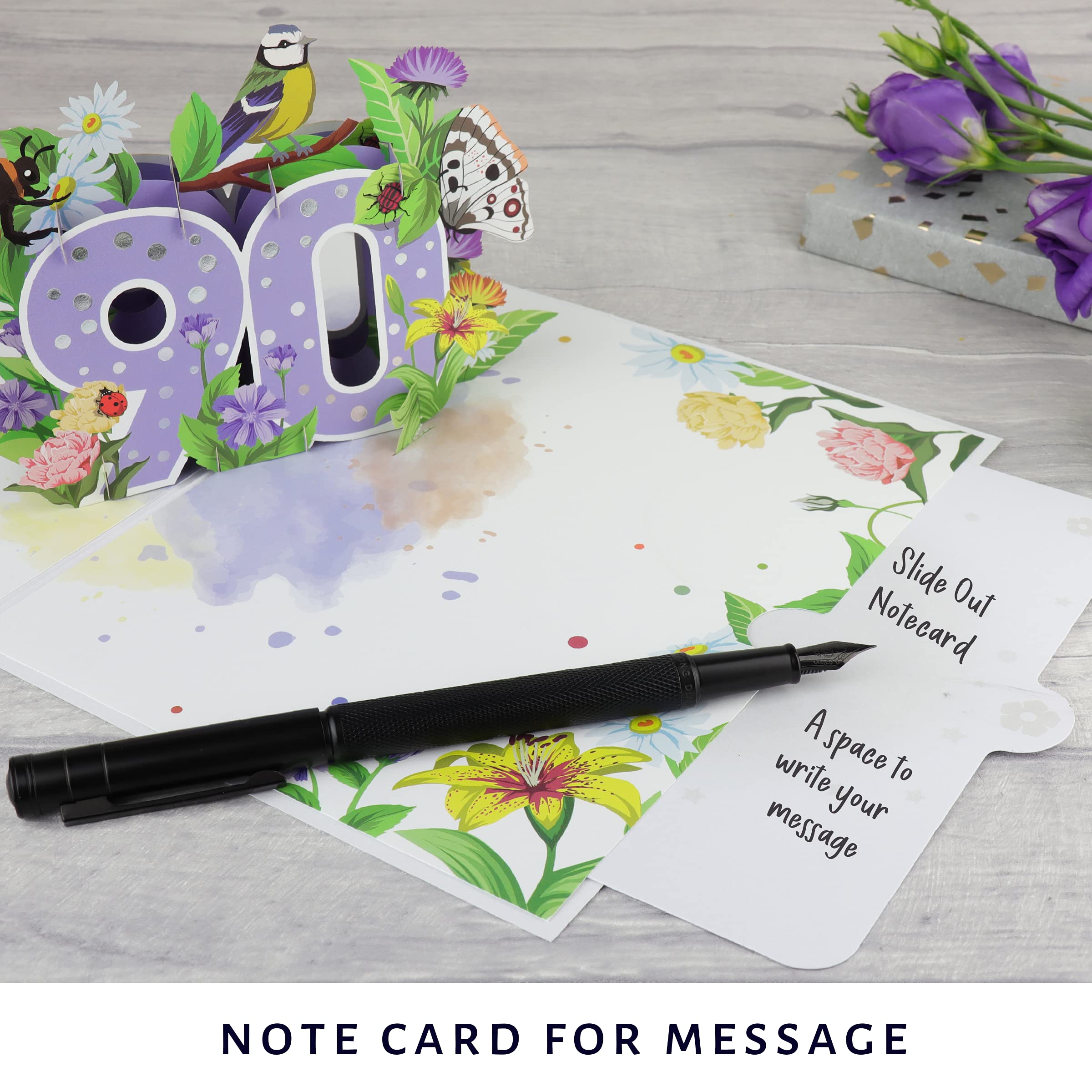 Cardology - 90th Birthday Pop Up Card - 90th Birthday Card For Women