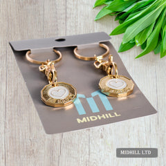 MIDHILL® PREMIUM 2Pk TROLLEY COIN KEY RING UK SET Shopping Trolley Token Keyrings   Trolley Tokens for Supermarket   New Pound UK Coin   Locker Coin