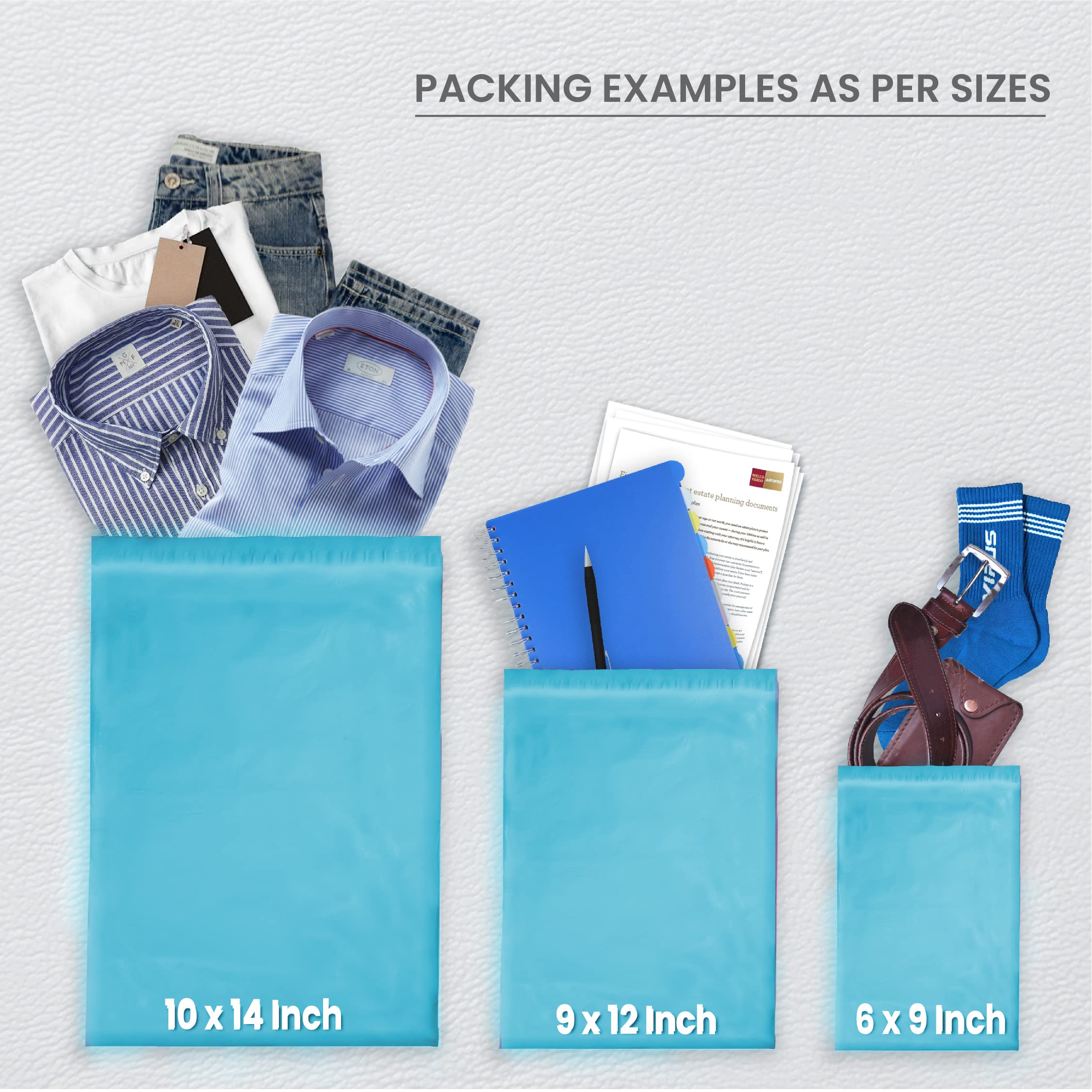 MXtore - Postage Bags - Postage Bags for Clothes Pack of 50-5 Mixed Sizes Parcel Bags for Posting Clothes Self Seal Postal Bags Packaging Bags Tear Resistant Mailing Bags Shipping Bags - Blue