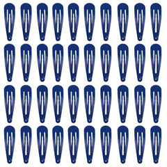 40 Pack Navy Color 2 Inch Metal Snap Hair Clips Kids Barrettes Girls' Hair Accessories (Navy)