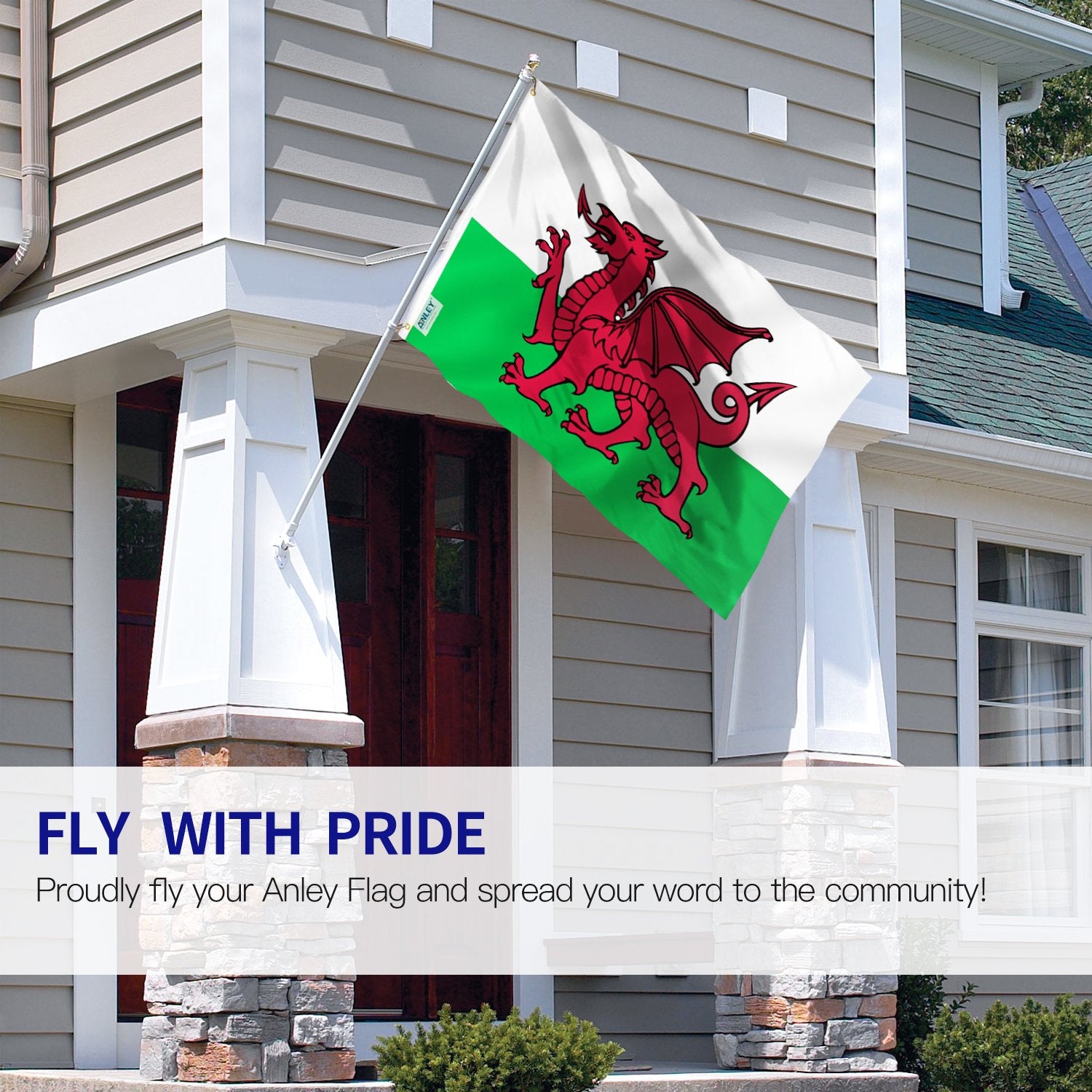 ANLEY Fly Breeze 3x5 Foot Wales Flag - Vivid Color and UV Fade Resistant - Canvas Header and Double Stitched - Welsh National Flags Polyester with Brass Grommets 3 X 5 Ft