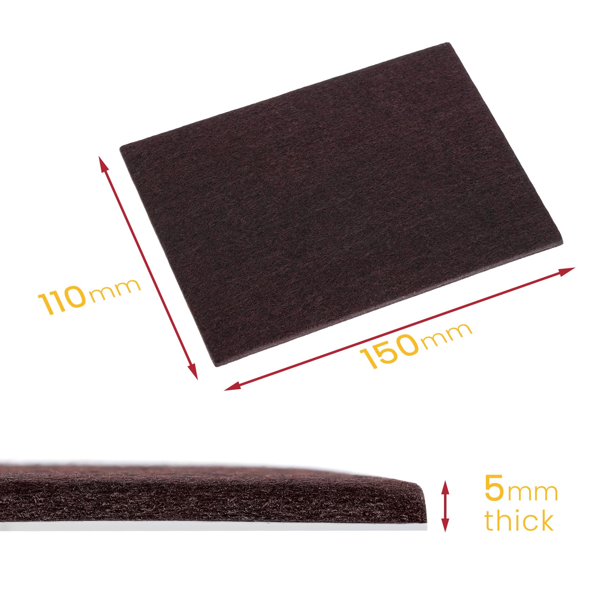 Furniture Pads for Hardwood Floors – Self-Adhesive Felt Pads Chair Leg Floor Protectors Pack of 4 – Cut To Size Non Slip Pad Sheets for Laminate Floor – 150mm x 110mm (BROWN, 150mm x 110mm)