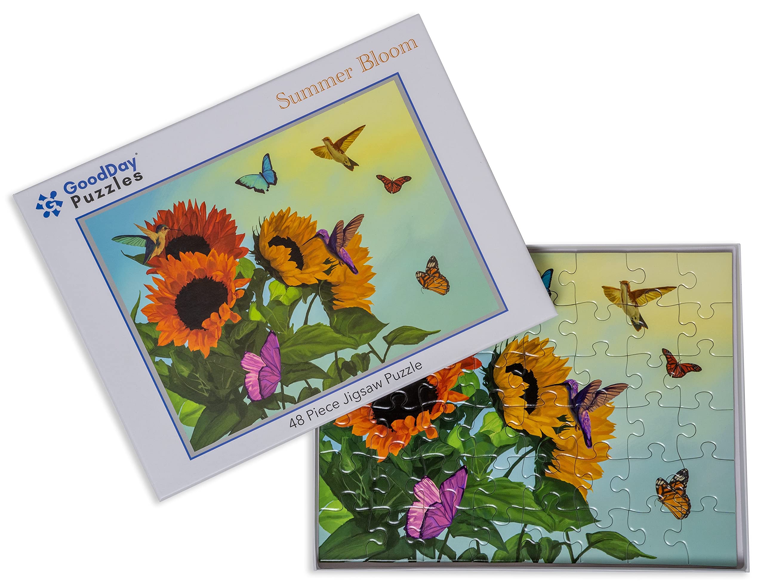 GoodDay Puzzles 48 Large Piece Jigsaw 'Summer Bloom'   Dementia/Alzheimer's Activities for Seniors   Easy Puzzle for Adults   Gifts for The Elderly