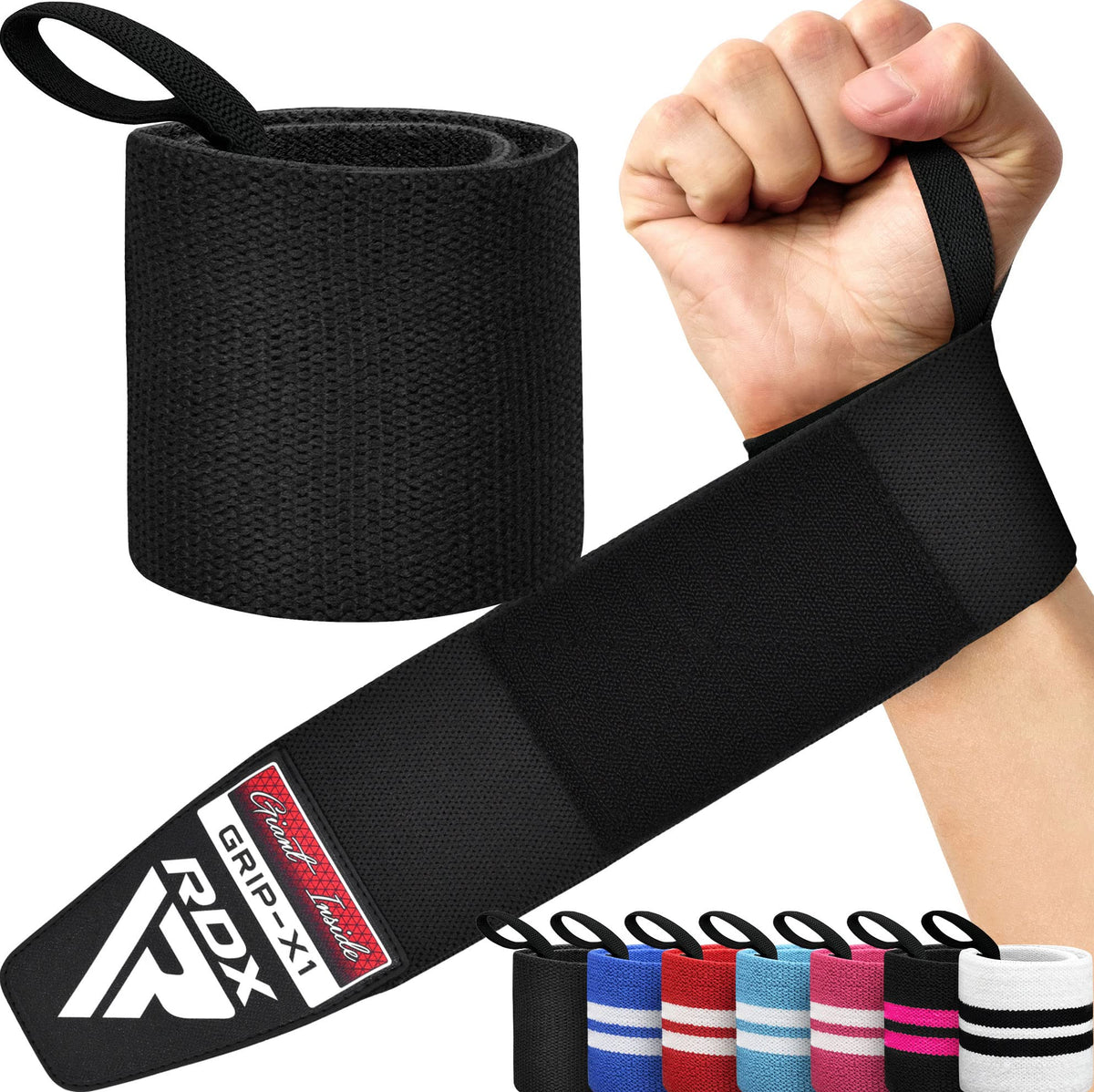 RDX Weight Lifting Wrist Wraps Support, IPL USPA Approved, Elasticated Pro 18” Cotton Straps, Thumb Loop, Powerlifting Bodybuilding Fitness Strength Gym Training WOD Workout, Gymnastics Calisthenics