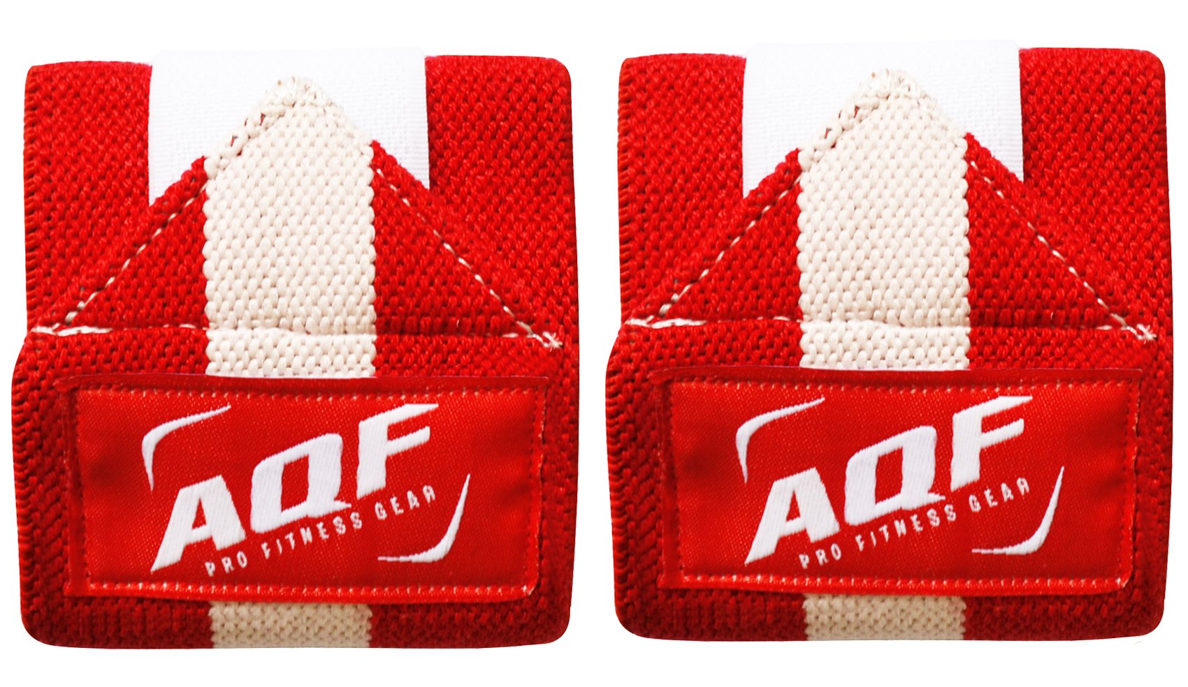 AQF Power Weight Lifting Wrist Wraps Supports Gym Training Fist Straps - Sold as Pair & One Size Fits All (Red)