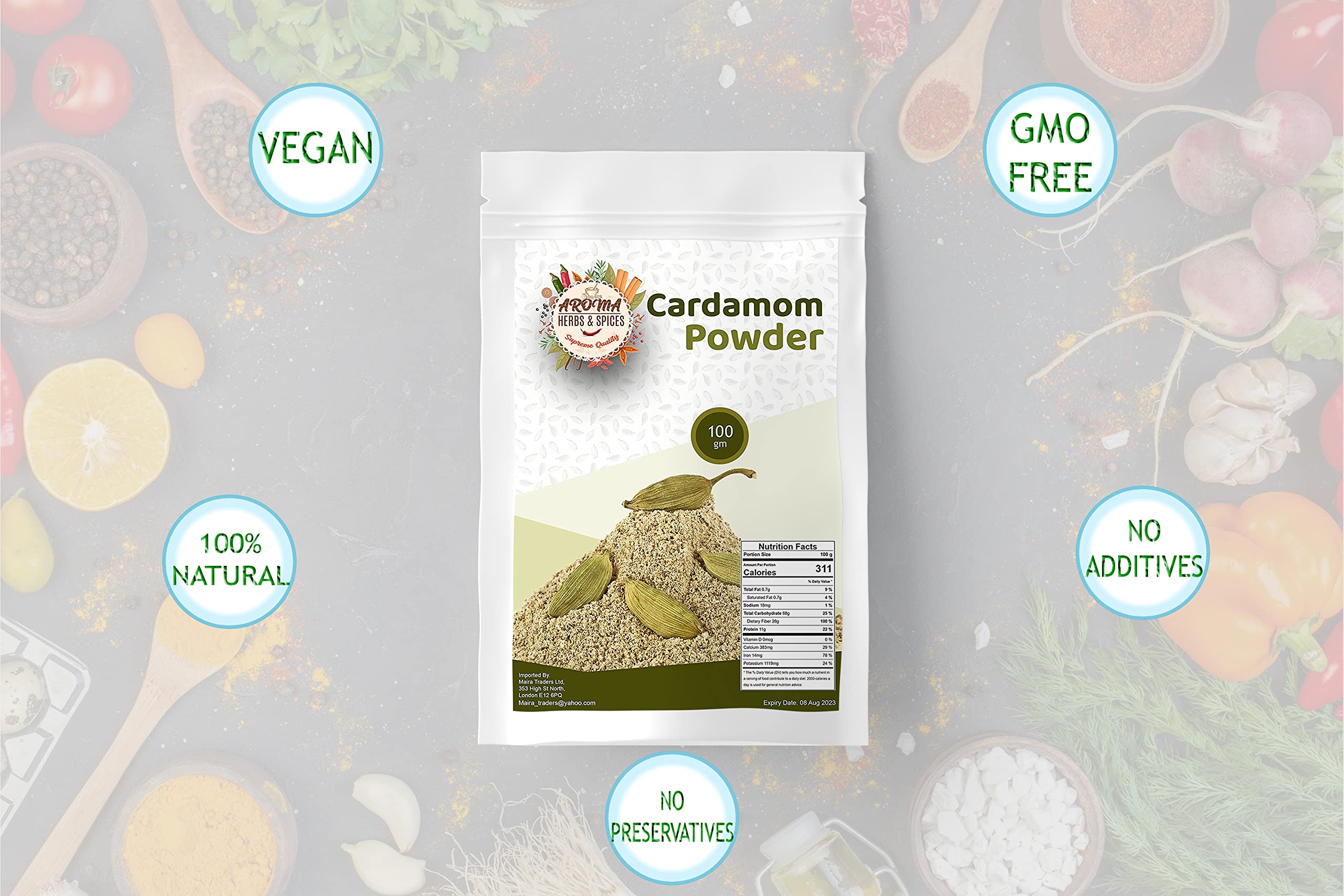 Cardamom Powder   Ground Cardamom   50g   Elaichi Powder  100% Natural   Premium Quality   All Natural   Vegan   Non-GMO (50 Gram)