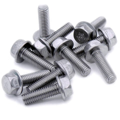 M5 (5mm x 40mm) Flanged Hex Bolt (Fully Threaded Setscrew) - Stainless Steel (A2) (Pack of 10)