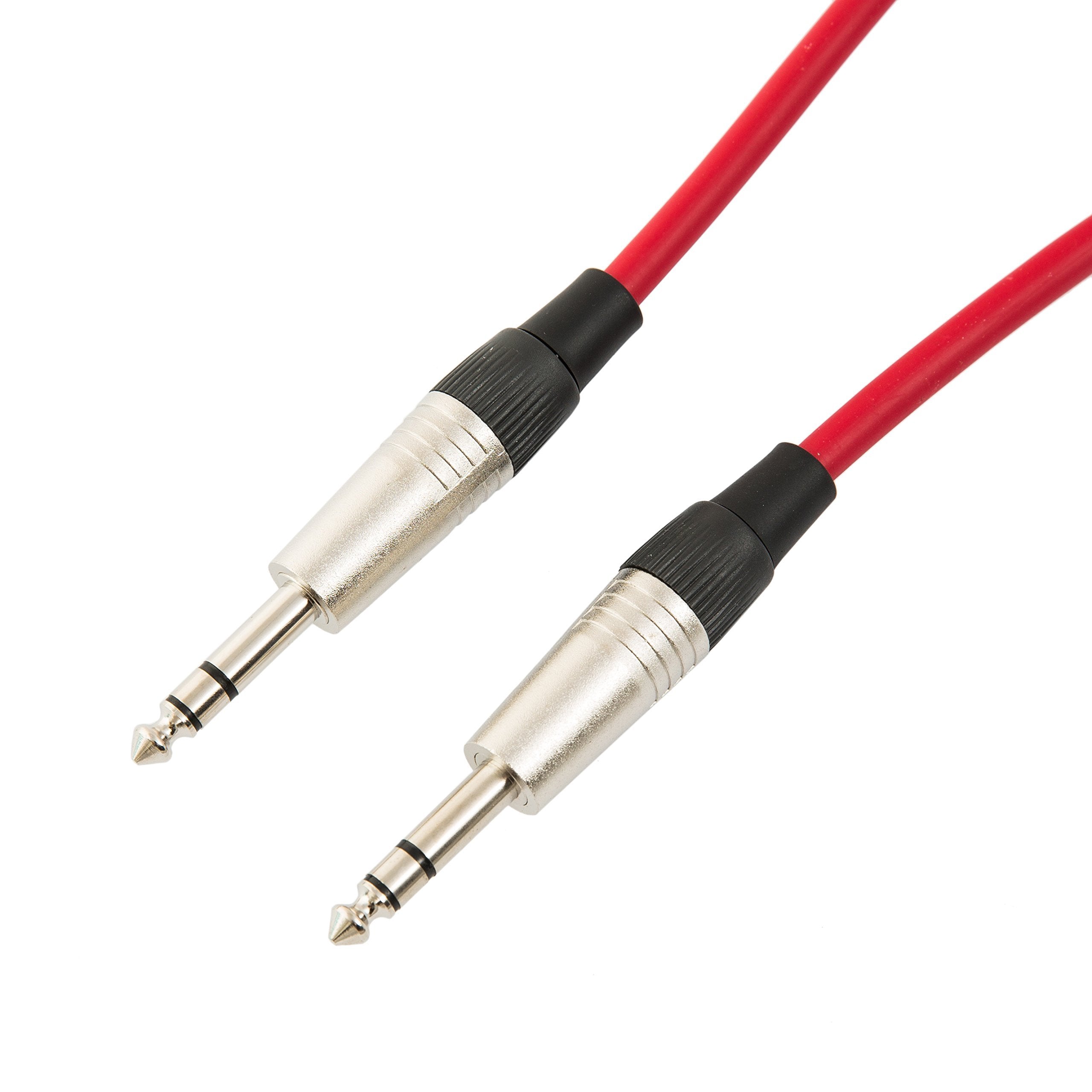 6.35mm 1/4 inches Stereo TRS Jack to TRS Jack Lead/Balanced Signal Audio Patch Cable 1m Red