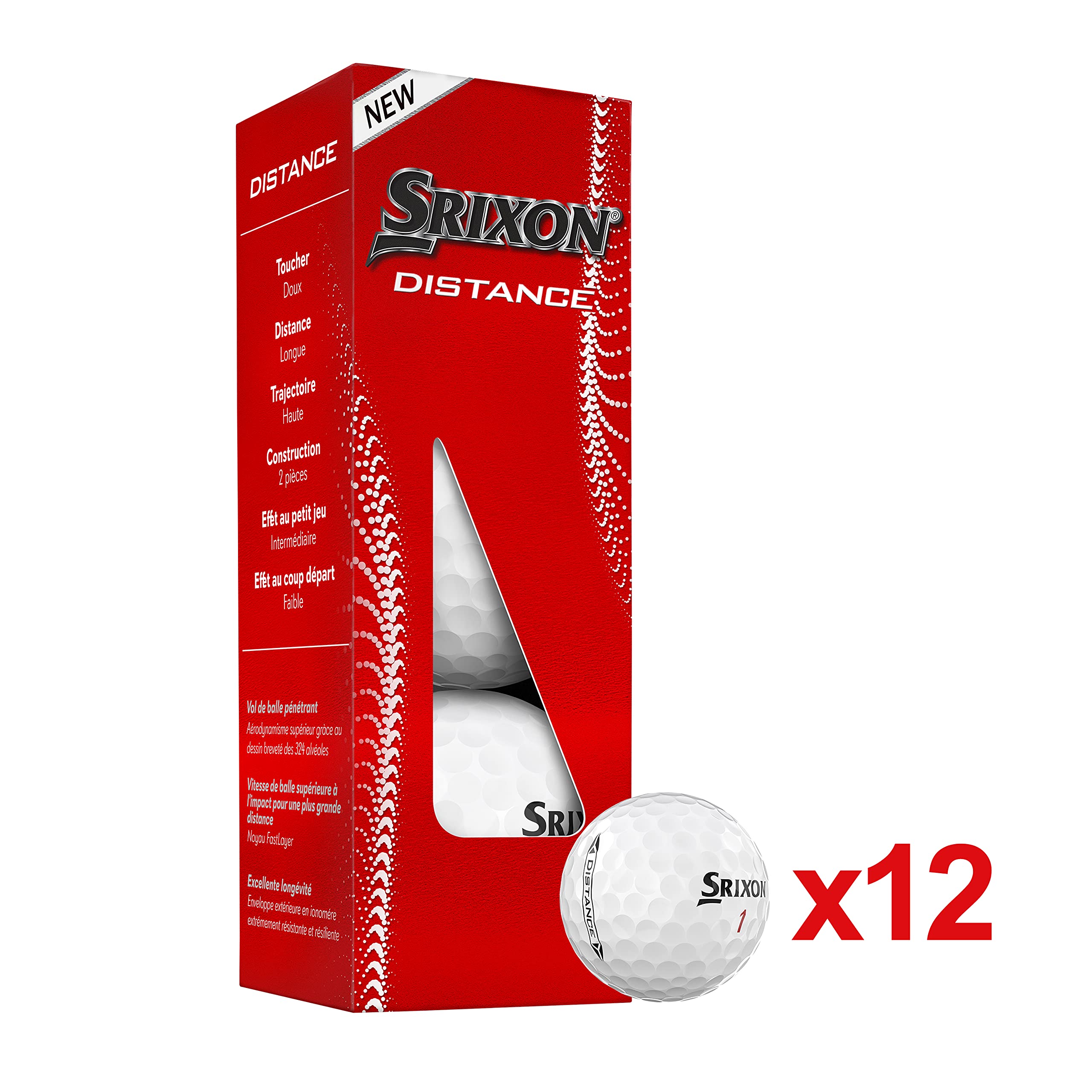 Srixon Distance 10 {NEW MODEL} - Dozen Golf Balls - High Velocity and Responsive Feel - Resistant and Durable - Premium Golf Accessories and Golf Gifts