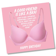 Punkcards - Birthday Card for Friend Female - 'A Good Friend Is Like A Bra' - Best Friend Birthday Card - Special Friend Birthday Card Female - Friend Birthday Card