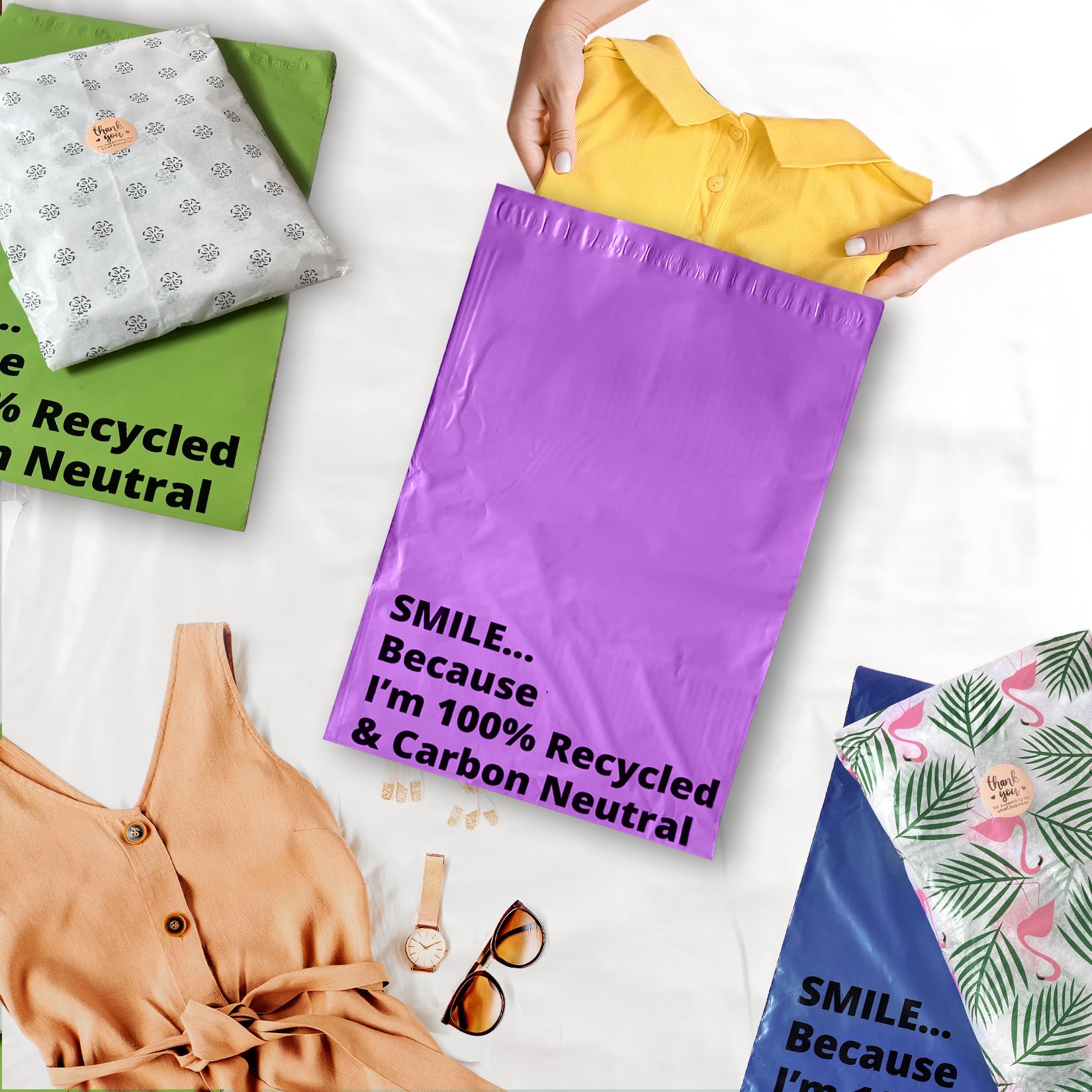 Coloured Postage Bags- Pink Mailing Bags - Green Postage Bags- Blue Parcel Bags- Purple Mailing Bags (12 inches x 16 inches (30cm x 40cm), Pink, 10)