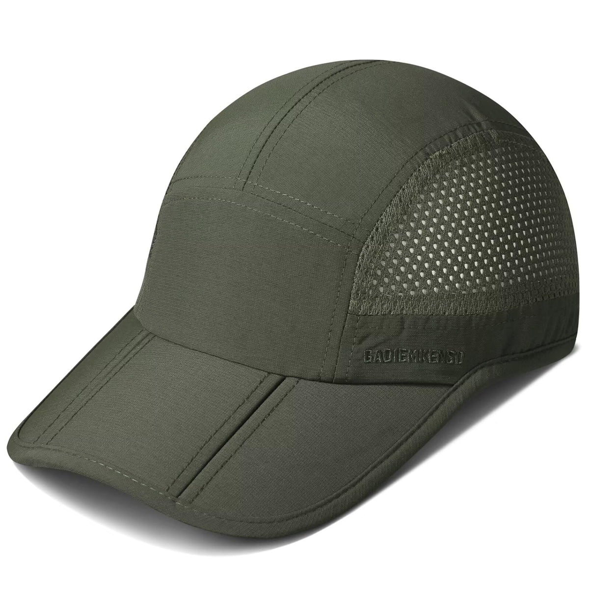 GADIEMKENSD Folding Running Men Hat Long Brim Golf Hats Quick Dry Baseball Caps Unstructured Breathable Light Cooling Cap Adjustable Trucker Hat for Outdoor Sport Hiking Workout Army Green