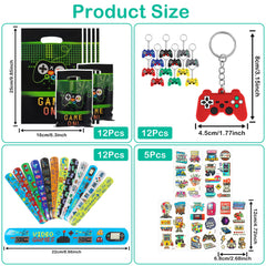 Bomtop 41Pcs Video Game Party Bag Fillers for Kids Unisex, Pinata Filler Birthday Party Gifts Favors for Kids with Party Bags, Slap Bands, Keychains, Luminous Tattoos, Lucky Dip Prize for Boys Girls