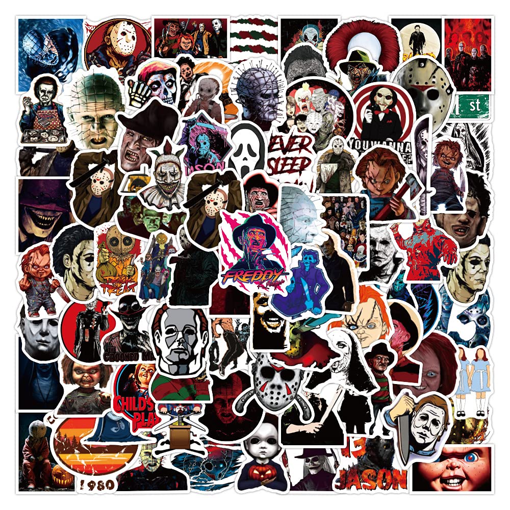 Horror Movie Stickers Pack 100PCS Thriller Horror Movie Killer Role Character Stickers for Water Bottle Cup Laptop Guitar Car Motorcycle Bike Skateboard Luggage Box Vinyl Waterproof Graffiti Patches