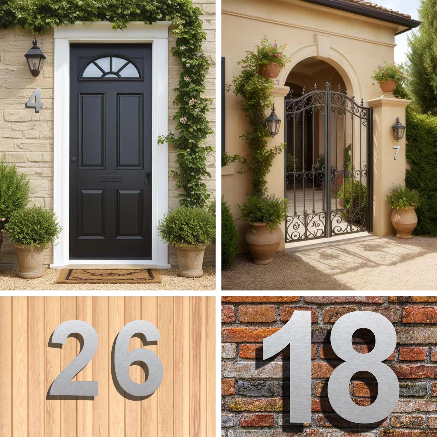 Large Brushed Modern House Number -8 Inch 203mm Height, Made of Solid 304 Stainless Steel, Floating Appearance and Easy to Install (Number 2 Two)