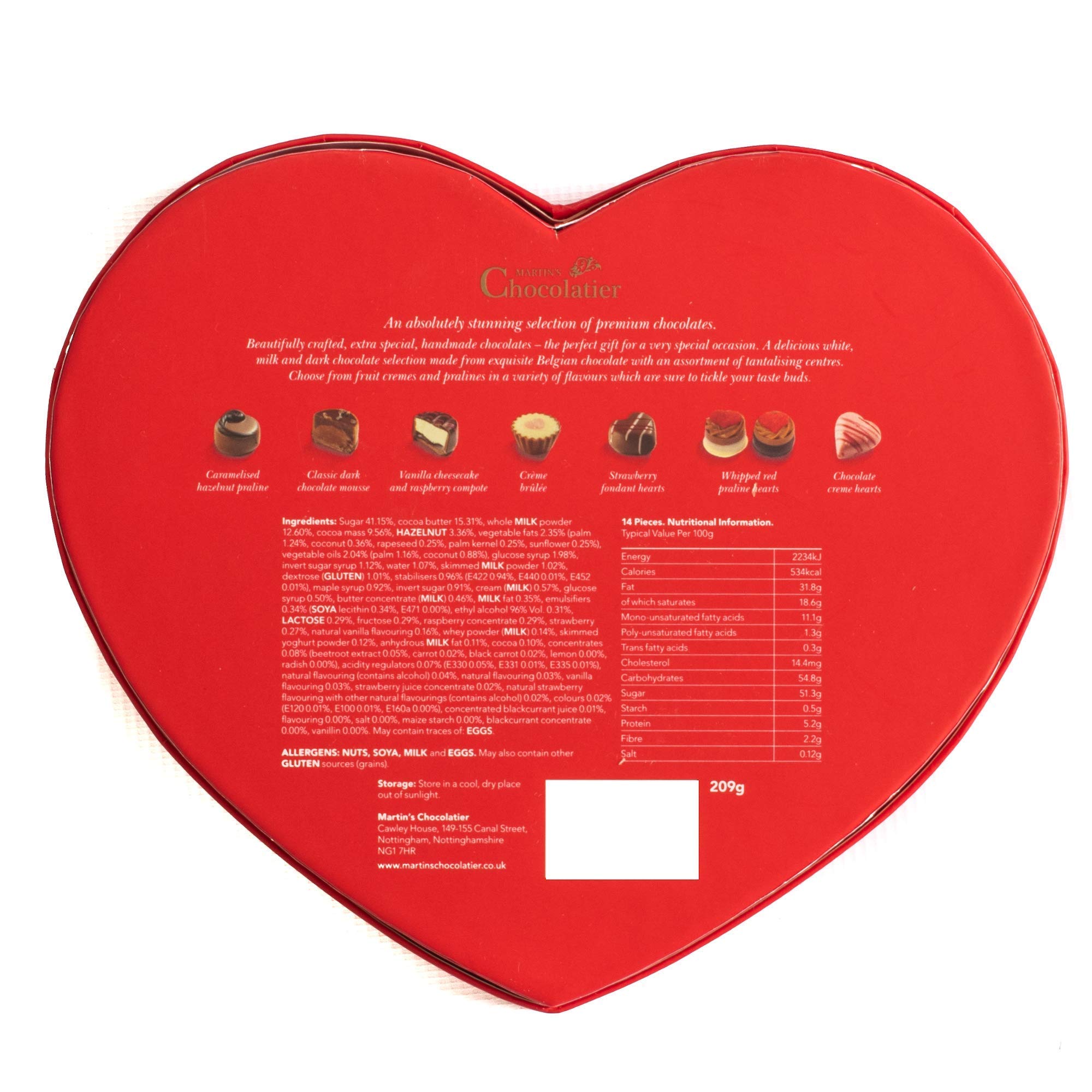 Martin’s Chocolatier Oh Hello Gorgeous Heart Shaped Box of Chocolates   Love Gift Set   14 Handmade Belgian Milk, White & Dark Chocolates   Ideal Present for Birthday, Valentines & Anniversary 209g