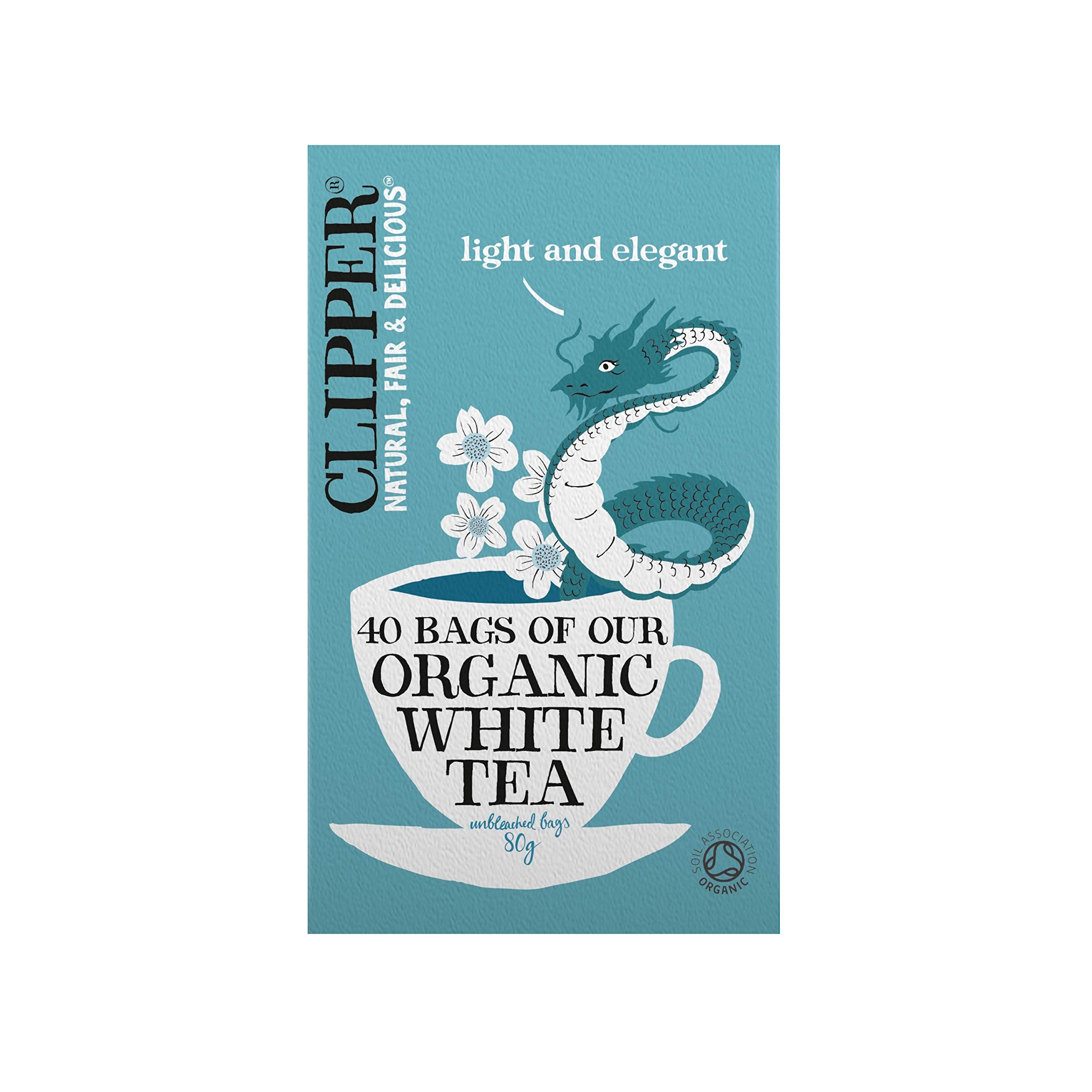 Clipper Organic White Tea Bags   40 Bags of White Tea from China   for Home or Office   Herbal Tea Bags   Natural, Unbleached Teabags   Sustainable, Plant-Based & Biodegradable Teabags